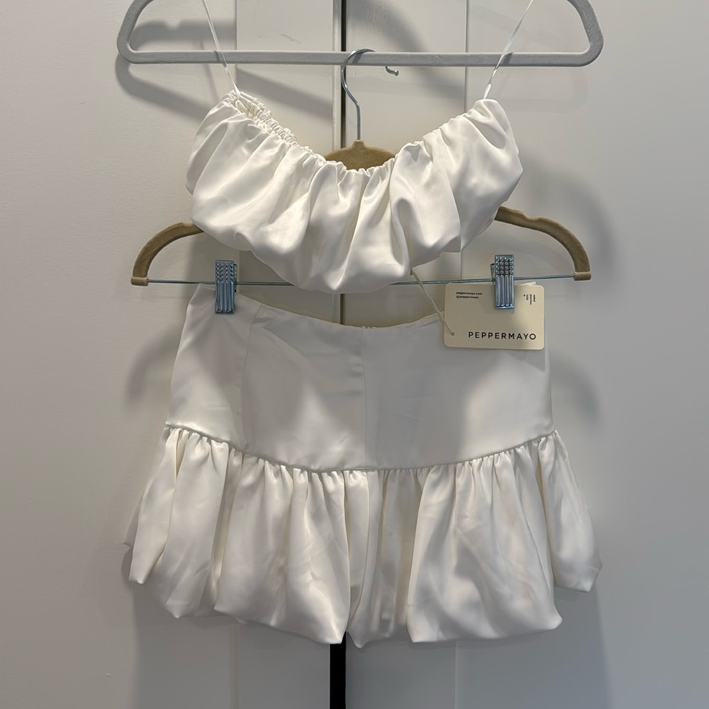 White Ruffled Mini Skirt